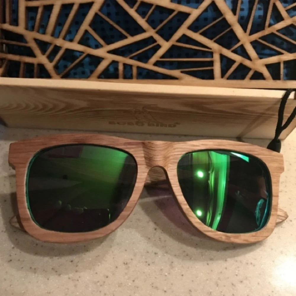 🌱BAMBOO MEN’S POLARIZED WOOD SUNGLASSES *NWT* 🌱 - Picture 2 of 8